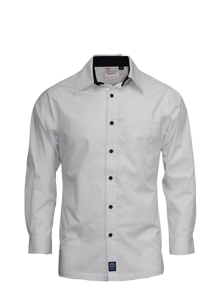 Maniototo Area School Senior LS Shirt White/Navy